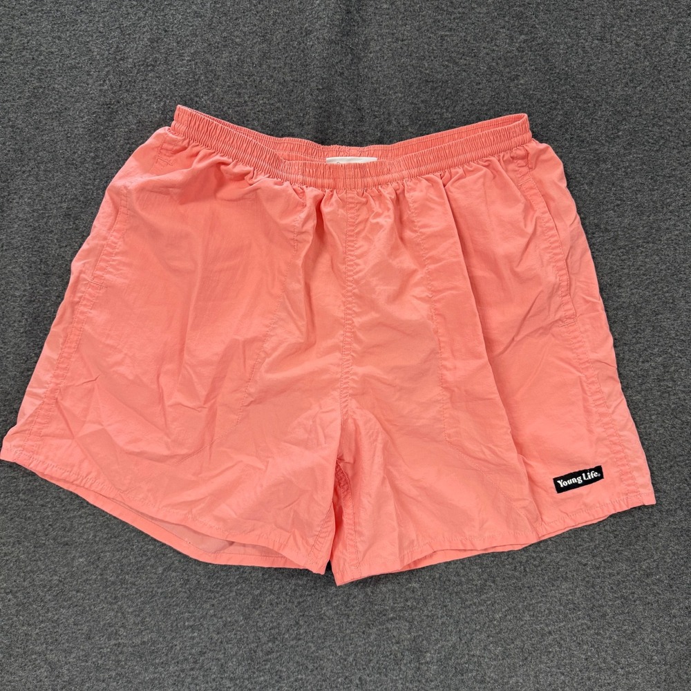 Young Life Swim Trunks Mens Medium Pink Good Mesh Lined Nylon Shorts